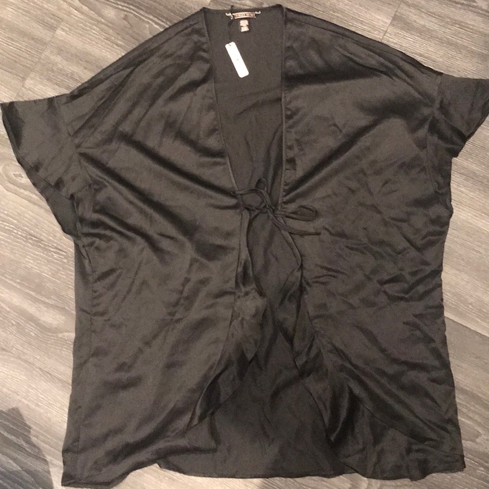 Victoria Secret Black Satin Robe. BNWT